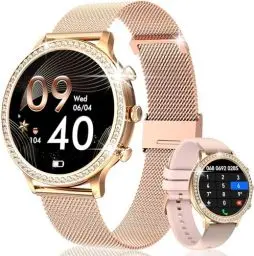 Produktbild: ETELIAR Smartwatch Damen 1.32 Zoll Touchscreen Fitnessuhr Smartwatch Damen mit Telefonfunktion Menstruationszyklus Schlafmonitor Pulsuhr SpO2 Blutdruckmessung Schrittzähler für Android/iOS