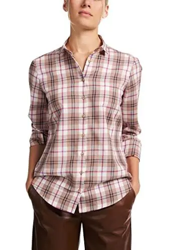 Produktbild: ETERNA Modern Fit Bluse Langarm Hemdkragen Karo beige Größe 36