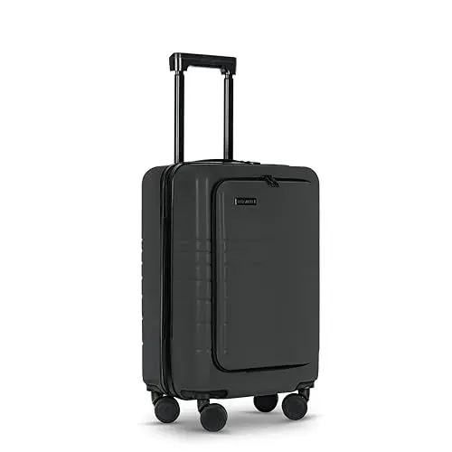 Produktbild: ETERNITIVE - Handgepäck Koffer I Reisekoffer aus ABS I Größe: 55 x 35 x 24,5 cm 40L I Koffer Leicht mit Rollen 360° I Hartschalenkoffer mit TSA-Schloss I Halterung für Handy und Getränk I Graphit