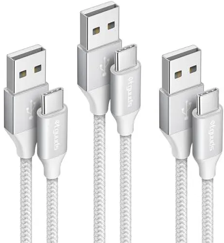 Produktbild: etguuds USB C Kabel, (3-Stück, 1M/1M/2M) USB auf USB C Kabel Nylon Ladekabel USBC für Samsung Galaxy S23 S22 S21 S20 S10 S9 S8, A21 A23 A50 A53 A54 -Weiß
