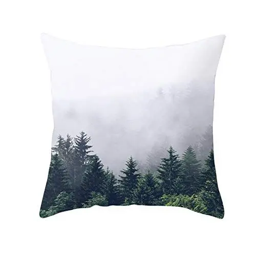 Produktbild: Ethereval Leinen Kissenbezüge Couch Kissenbezug Dekokissen Wald Weiß Grau Grün Kissenbezüge Ostern Kissenhülle Dekokissen Premiumtouch-Kissenbezüge 40x40cm