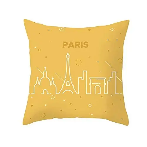 Produktbild: Ethereval Leinen Kissenbezüge Ostern Kissenbezug Japan Schlossform Paris Gelb Kissenbezüge Baumwolle Kissenhülle Dekokissen Premiumtouch-Kissenbezüge 45x45cm