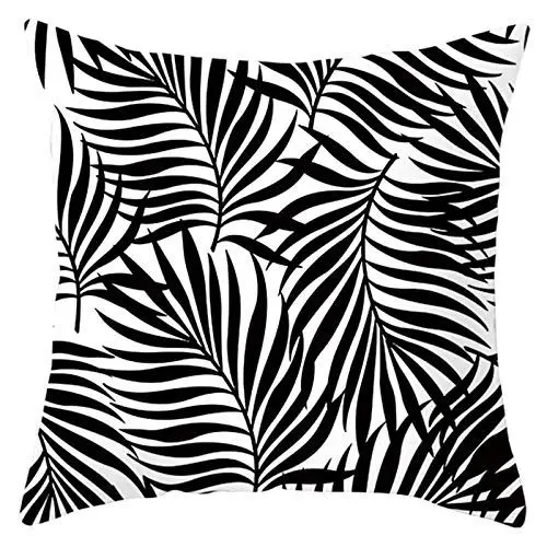 Produktbild: Ethereval Leinen Kissenbezüge Ostern Kissenhülle Dekokissen Blatt Schwarz-Weiss Kissenbezüge Lang Kissenhülle Wasserdicht Premiumtouch-Kissenbezüge 40x40cm