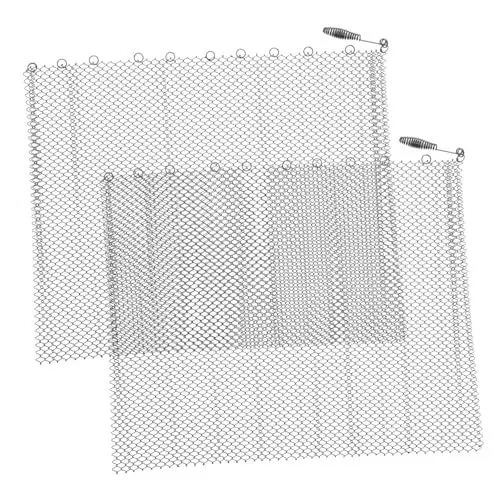 Produktbild: ETHZZLE 2 Stück Kamin Mesh Screen Vorhänge Mit Griffen Robuste Kamin Schutzgitter Feuerfestes Stahlmaterial Schwarz 50x80 Cm Perfekt Für Innenkamine