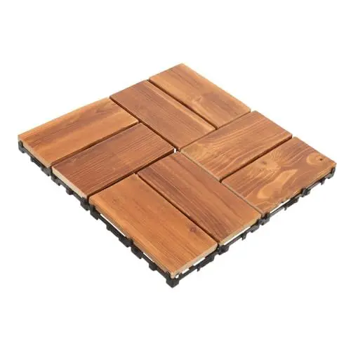 Produktbild: ETHZZLE Robuste Terrassenfliesen für den Außenbereich karbonisierte Holz-Terrassenbodenfliesen ineinandergreifendes Design für Balkon und Garten