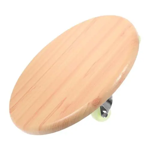 Produktbild: ETHZZLE Bequemer Niedriger Hocker Mit Rollen Runder Rollhocker Für Schlafzimmer Küche Badezimmer 7 cm Hoch Holzstruktur