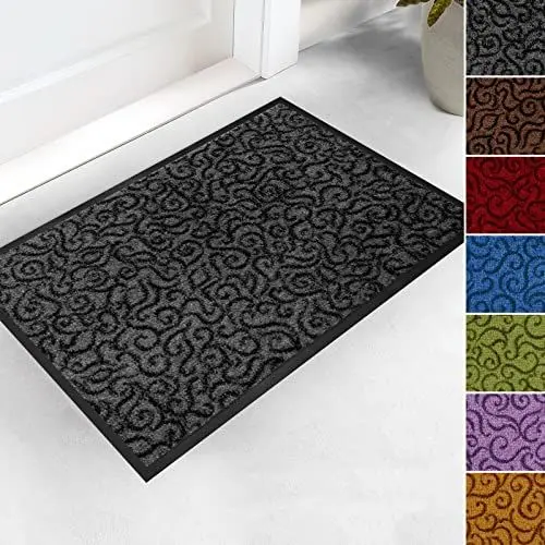 Produktbild: etm Design Schmutzfangmatte mit Schnörkelmuster für Eingangsbereich | Fußmatte in vielen Größen und Farben | grau 40x60 cm