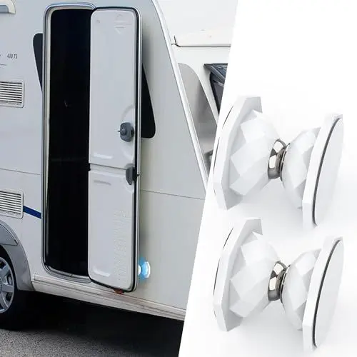 Produktbild: Etomvoop Magnetischer Türhalter für Wohnwagen, Kieselgel Türfeststeller, Türsicherung, Türstopper in Weiß, Türschloss Stauraum für Wohnwagen Wohnmobil Boot, 2 Stück