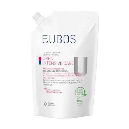 Produktbild: EUBOS UREA INTENSIVE CARE , 10% UREA Körperlotion Nachfüllbeutel , Feuchtigkeitspflege für trockene, schuppige Haut , Lindert Juckreiz , Hautverträglichkeit dermatologisch bestätigt , 400ml