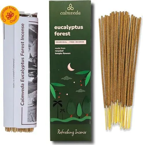 Produktbild: Eucalyptus weihrauch Räucherstäbchen Bio qualität – 80 weihrauch, hergestellt aus Upcycled-Blumen | Der knackige, erfrischende Duft von Regenwald-Weihrauch entführt Sie in den Eukalyptuswald