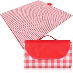Produktbild: Eucomir 200 x 200 cm Picknickdecke Wasserdichte Picknickdecke Faltbare Picknickmatte mit Griff, Geeignet für Wandern, Reisen, Camping, Outdoor und Party, Rot