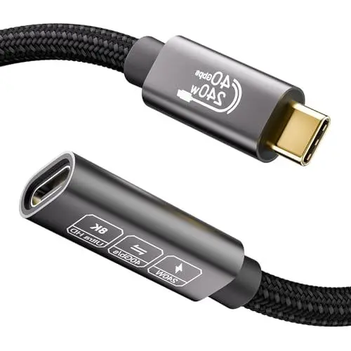 Produktbild: EUDOBEL USB C Verlängerung 1m,USB 4 Verlängerungskabel 40Gbps,8K@60Hz,240W 48V/5A Thunderbolt Verlängerungskabel,USB C Stecker auf Buchse für Thunderbolt 4/3,USB 3,iPhone 15,Galaxy S24,MacBook,Switch