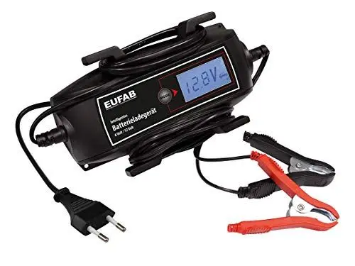 Produktbild: EUFAB 16616 Intelligentes Batterieladegerät, 6/12 V, 4 A, mit Kabelaufroller, Schwarz
