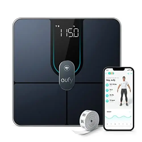 Produktbild: eufy Personenwaage, Smart Scale P2 Pro, Digitale Körperfettwaage WLAN/Bluetooth, 16 Messwerte inkl. Gewicht, Herzfrequenz, Körperfett, BMI, Muskel-/Knochenmasse (Schwarz)