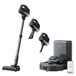 Produktbild: eufy Saugroboter 3-in-1 E20, Kombi-Design Stabstaubsauger, Auto-Entleerung aller Geräte, Max. 30.000Pa, 5-Stufen-Filter, Schnelladung, Präzise Hinderniserkennung, Ideal für Teppiche, Spalten & Treppen