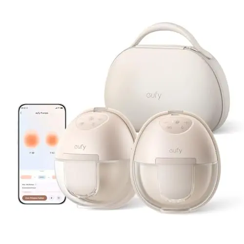 Produktbild: eufy Security Tragbare Milchpumpe S1 Pro, Freihändige Elektrische Milchpumpe mit Wärmefunktion, Mobile Ladetasche, App-Gesteuerter Smart-Rhythmus, Krankenhausqualität Saugkraft, Superleise
