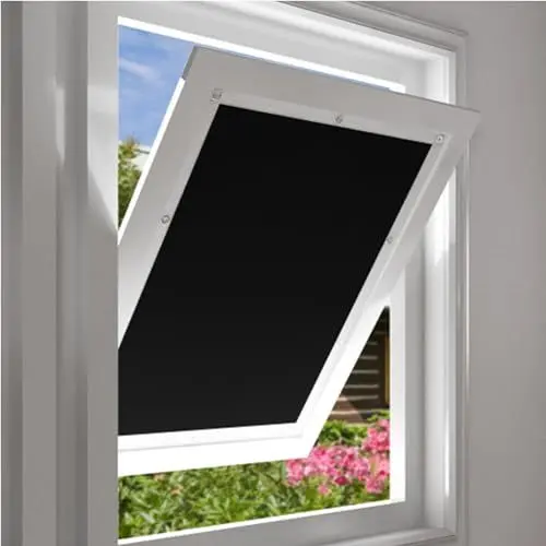 Produktbild: EUGAD Dachfenster Rollo 100% Verdunkelung Sonnenschutz Verdunklungsrollo ohne Bohren mit Saugnäpfen, Verdunklungsfolie für Fenster UV- und Hitzeschutz, Schwarz 96x115cm