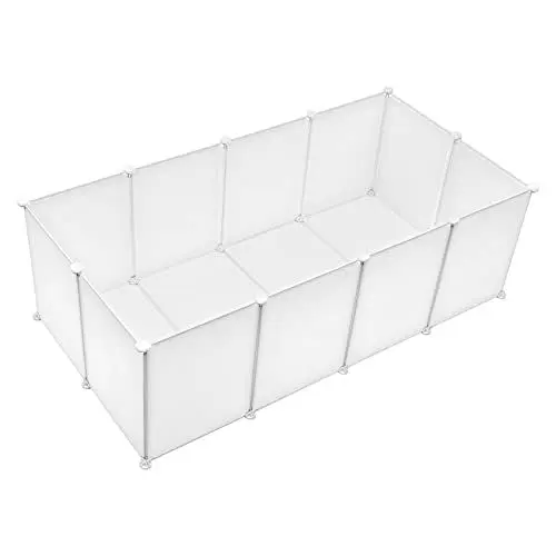 Produktbild: EUGAD Freigehege Kaninchen mit Bodenplatten 45cm hoch, Meerschweinchen Gehege innen, Freilaufgehege Kaninchen, Kleintiergehege Kunststoff, Gehege für Kleintiere DIY, Hamster Auslauf, BHT 142x45x72cm