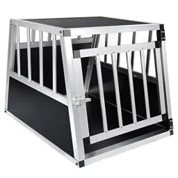 Produktbild: EUGAD Hundetransportbox Alu Hundebox Reisebox Autobox für kleine/mittlere Hunde Französische Bulldogge Beagle Terriers Dackel Shiba Inu B69 x H50 x T54 cm L 0054HT
