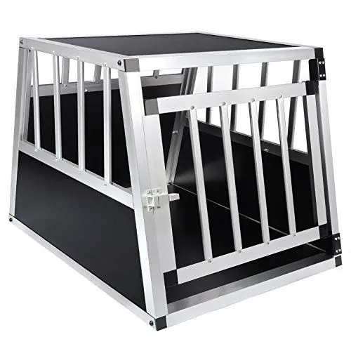 Produktbild: EUGAD Hundetransportbox Alu Hundebox Reisebox Autobox für kleine/mittlere Hunde Französische Bulldogge Beagle Terriers Dackel Shiba Inu B69 x H50 x T54 cm L 0054HT