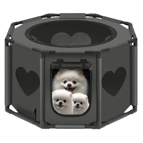 Produktbild: EUGAD Welpenauslauf 77,5x44,5x77,5cm, Welpenlaufstall faltbar mit Dach Tür, Hundekäfig Tierauslauf für Outdoor Indoor, Laufstall für Hunde Katzen Kleintiere, Freilaufgehege aus Oxford-Gewebe, 0055WL
