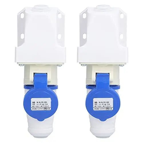 Produktbild: Eujgoov 2 Set 3 Pin Industriesteckdose Runder Netzstecker für LED/Marine/Beleuchtungsgeräte 220‑250V 16A 2P+E