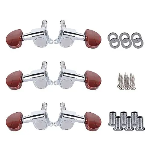 Produktbild: Eujgoov 6PCS Gitarrenstimmwirbel Gitarrensaite Stimmschlüssel Knöpfe Mechaniken für Akustik und E-Gitarre