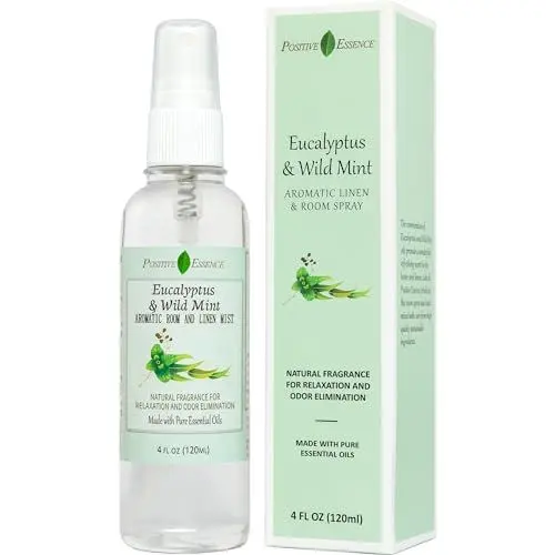 Produktbild: Eukalyptus und Wilde Minze Raumspray und Kissenspray, hergestellt aus reinen ätherischen Ölen, 100% natürliches Duftspray, entspannender Raumduft, Schlafspray, Lufterfrischer (120 mL)