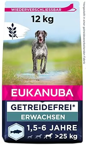 Produktbild: Eukanuba Hundefutter getreidefrei mit Fisch für große Rassen - Trockenfutter für ausgewachsene Hunde, 12 kg