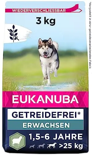 Produktbild: Eukanuba Hundefutter getreidefrei mit Lamm für große Rassen - Trockenfutter für ausgewachsene Hunde, 3 kg