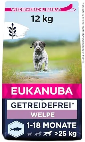 Produktbild: Eukanuba Welpenfutter getreidefrei mit Fisch für große Rassen - Trockenfutter ohne Getreide für Junior Hunde, 12 kg