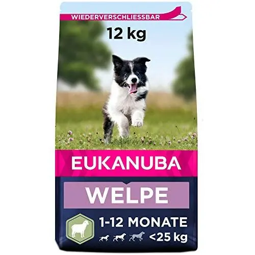 Produktbild: Eukanuba Welpenfutter mit Lamm & Reis für kleine und mittelgroße Rassen - Trockenfutter für Junior Hunde, 12 kg