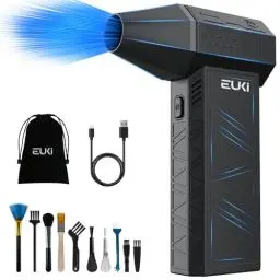 Produktbild: EUKI Elektrische Staubgebläse Luftdruckspray, 3-Gang 150000 U/min, Druckluft Compressed Air Duster mit 6000mAh Akku, Reinigungsbürste und USB Schnellladung, für PC Reinigungsset, Auto, Sofa