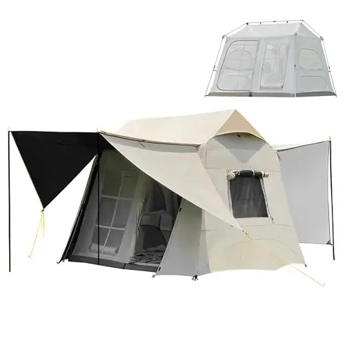 Produktbild: EULANT 2-Layer Camping Verdunkelungszelt mit Projektionswand, Dachzelt für 3-4 Personen mit 2 Räumen, luxuriöses wasserdichtes Zelt mit Aluminiumrahmen & Automatic Quick Up System, 2.3x2.6x1.9m
