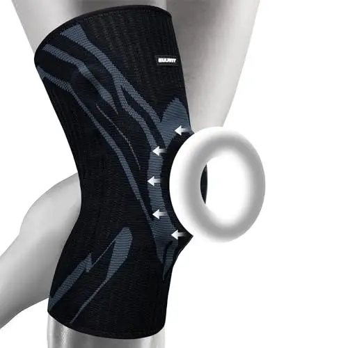 Produktbild: EULANT Kompression Kniebandage mit Patella Gel Pads und 2 Seitenfederstabilisatoren,Hochelastische Kniestütze für Männer & Frauen,Knee Support für Laufen Radfahren Nordic Walking Arthritis