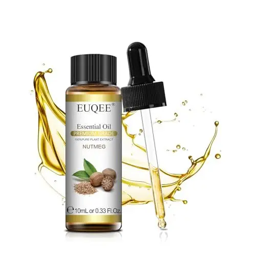 Produktbild: EUQEE Muskatnuss Ätherisches Öl 10ml, Naturrein Ätherische Öle für Diffuser, Reine Muskatnussöl für Aromatherapie, Luftbefeuchter, Entspannung
