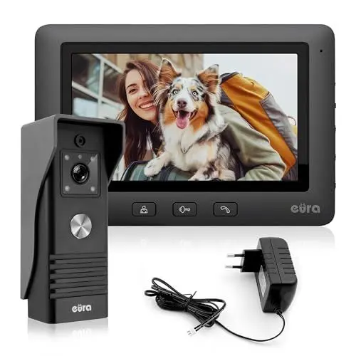 Produktbild: Eura VDP-45A3 Alpha Video-Türsprechanlage Gegensprechanlage 4 Draht, 7-Zoll-Farbmonitor, Schwarz, 1 Monitor