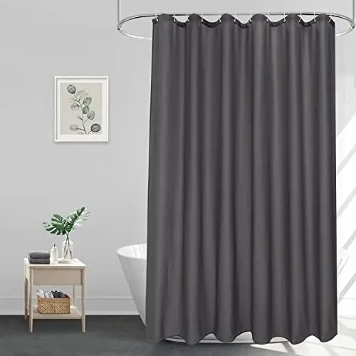 Produktbild: EurCross Dunkelgrau Waschbar Duschvorhang 180 x 200, Wasserdicht Dusch Vorhang für Badewanne und Dusche im Badezimmer, Antischimmel Antibakteriell Textil Stoff Badvorhang mit 12 Duschvorhangringen