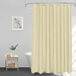 Produktbild: EurCross Duschvorhang 180x180 cm Beige Wasserdicht Badvorhang, Anti-Schimmel und Schnell Trocknend, Textil Stoff Waschbar Duschvorhänge für Badezimmer Badewanne mit 12 Ringe
