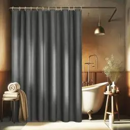 Produktbild: EurCross Dunkelgrau Leinen Texturiert Duschvorhang 180x180 Schwerer Wasserdicht Textil Stoff Duschvorhänge, Hotel Luxus Anti-Schimmel Waschbar Polyester Badevorhang für Badezimmer mit 12 Ringen
