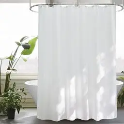 Produktbild: EurCross Duschvorhang 180x200 cm Weiß Textil,Anti-schimmel Wasserdicht und Trocknet Schnell,Waschbar Hochwertig Stoff Duschvorhang Badewanne 1.8 x 2m Lang mit 12 Ringen