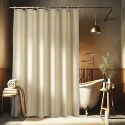 Produktbild: EurCross Leinen Texturiert Duschvorhang 180x200 Beige Textil, Schwerer Hotel Luxus Polyester Wasserdicht Duschvorhänge, Antischimmel Waschbar Stoff Badvorhang für Badezimmer 1.8 x 2m mit 12 Ringe