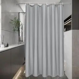 Produktbild: EurCross Kleine Duschvorhang 100x200 Grau Schmaler Wasserdicht Duschvorhänge, Badevorhang aus Textil Polyester Stoff, Antischimmel Waschbar Shower Curtains für Badezimmer mit 6 Ringen