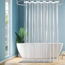 Produktbild: EurCross Duschvorhang 180x180 mit 5 Magnete Unten, Transparent PEVA Plastik Duschvorhänge für Badewanne, Wasserdicht Anti Schimmel Antibakteriell Badvorhang mit 12 Haken