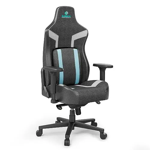 Produktbild: EUREKA ERGONOMIC Gaming Stuhl Stoff Bürostuhl Ergonomisch Gamer Stuhl mit Integrierter 4D Verstellbarer PC Stuhl Neigbare Rückenlehne,Offizieller Blast Competition Gaming Stuhl Python II (Blau)