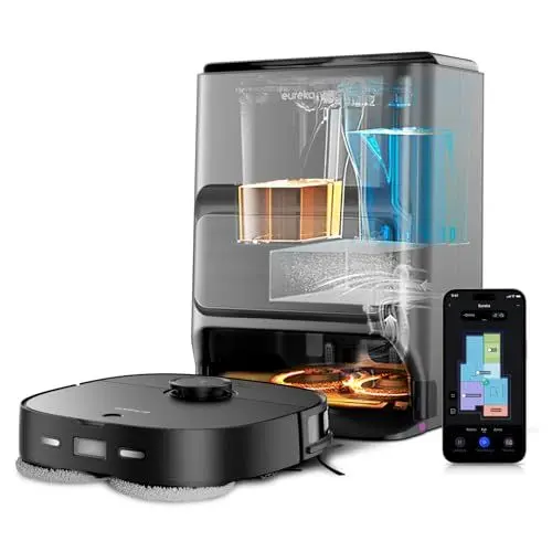 Produktbild: EUREKA J12 Ultra DE Saug- & Wischroboter + All-in-One Station (KI-3D-Hinderniserkennung, intelligente Haustierumgehung, Auto Teppicherkennung, ideal gegen Tierhaare, App- & Sprachsteuerung) schwarz