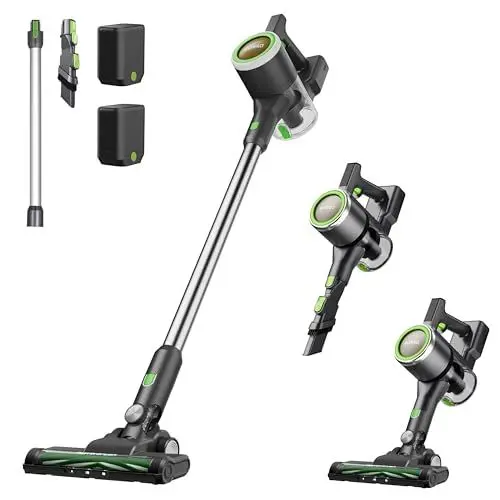 Produktbild: EUREKA NEC370 Akku Staubsauger,3-in-1 Design Staubsauger kabellos,2 wiederaufladbare herausnehmbare Batterien,Überlegene Saugkraft & Filtersystem,40*2 Min Laufzeit,Für Böden/Teppiche/Tierhaare