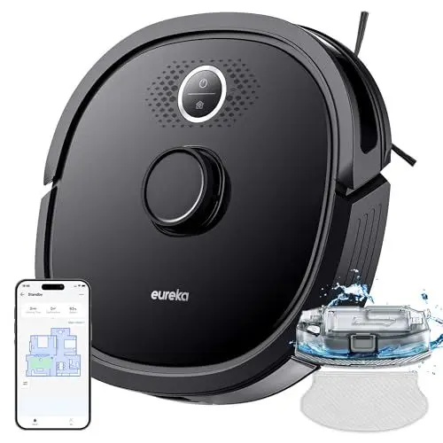 Produktbild: Eureka NER600 Staubsauger Roboter mit Wischfunktion LiDAR-Navigation 2000Pa, 120min Laufzeit Saugroboter mit 3 Karten, Roboterstaubsauger Selbstaufladend App/Sprachsteuerung, Schwarz