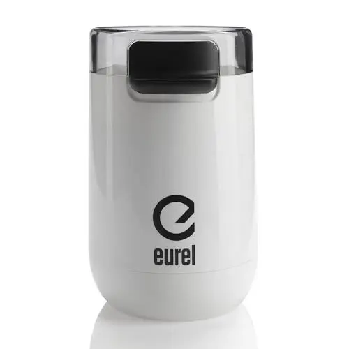 Produktbild: EUREL KMA weiße Kaffeemühle | Beste Mahlergebnisse I Mahlgrad variabel I Edelstahl Mahlbehälter und Messer | Kompaktes Design I Einfache Handhabung und Reinigung I EU-Design