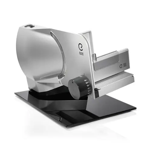 Produktbild: EUREL RS94 Vollmetall Allesschneider Made in EU, Metallschneidfläche, Einstellen der Messergeschwindigkeit, e-blade Edelstahlklinge, Automatische Kabelaufbewahrung, Servier&Aufbewahrungsschale-Set